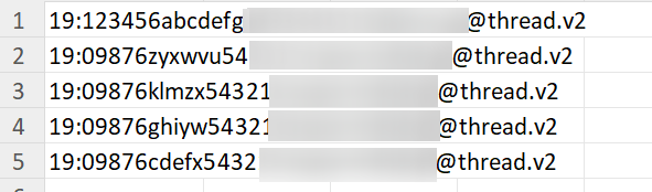 チャット ID の CSV ファイル チャット ID の CSV ファイル