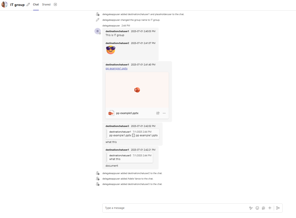 移行先 IT グループ チャット
