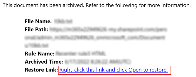 リストア リンクをクリックして、ファイルのリストア ページを開きます。 リストア リンクをクリックして、ファイルのリストア ページを開きます。