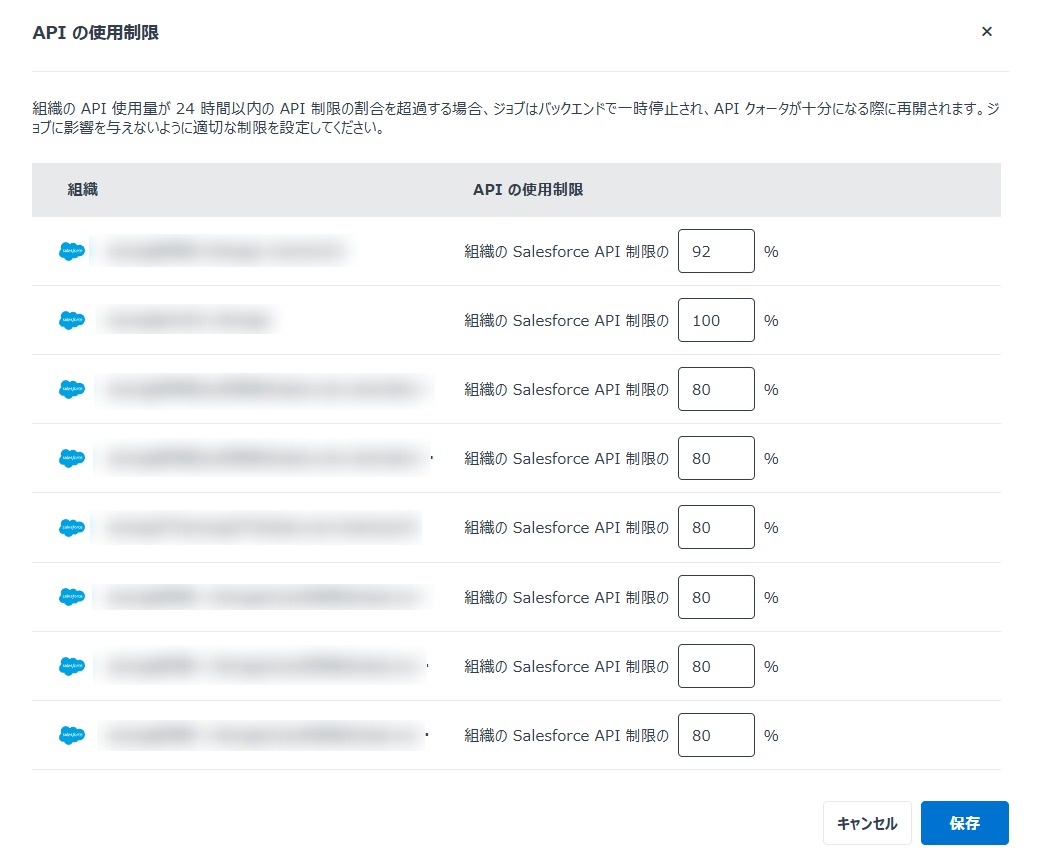 API の使用制限の構成